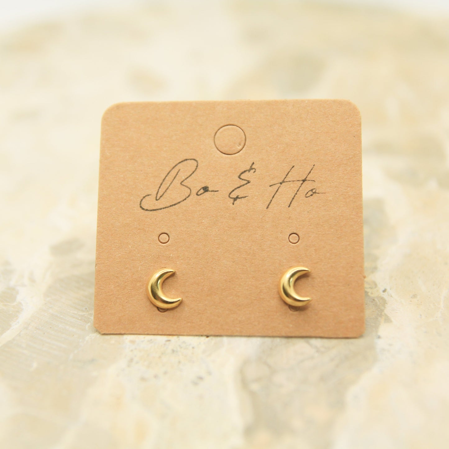 Golden Crescent Moon Studs