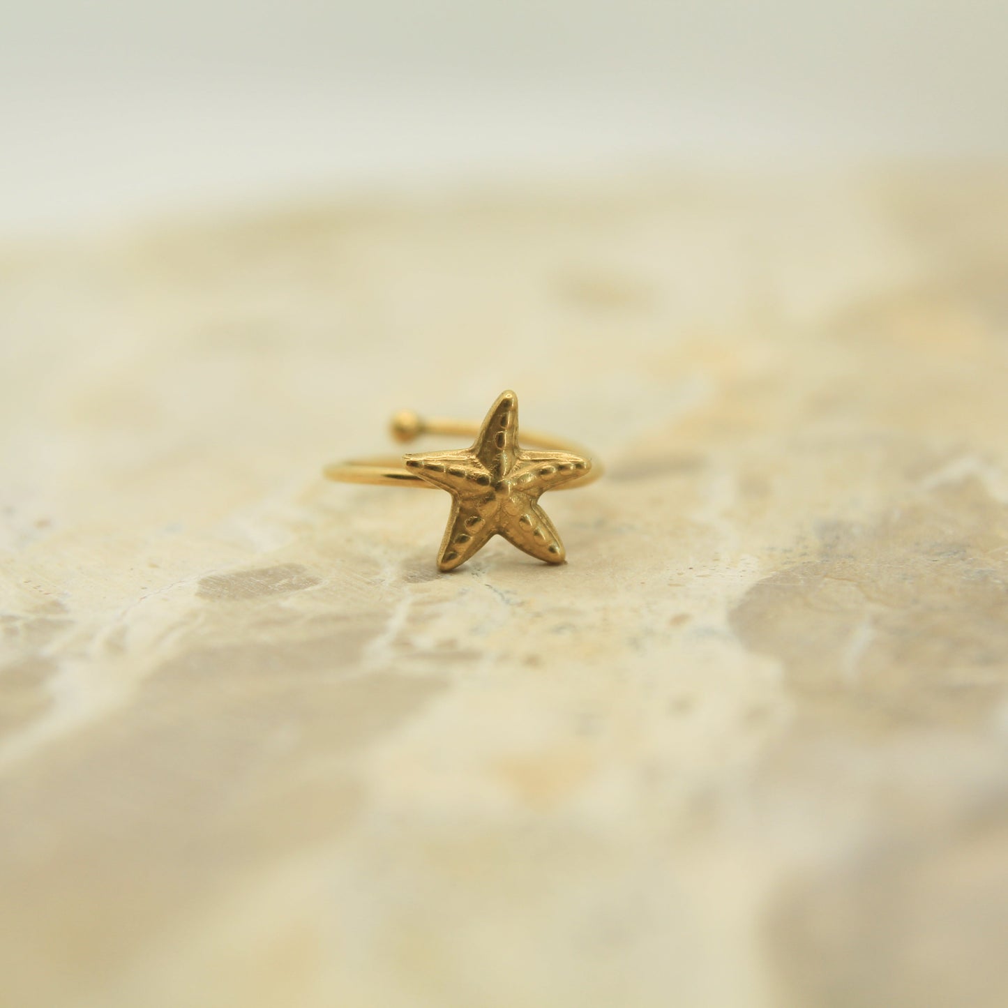 Gold Starfish Ring | Adjustable Beach Ring | Boho Jewellery