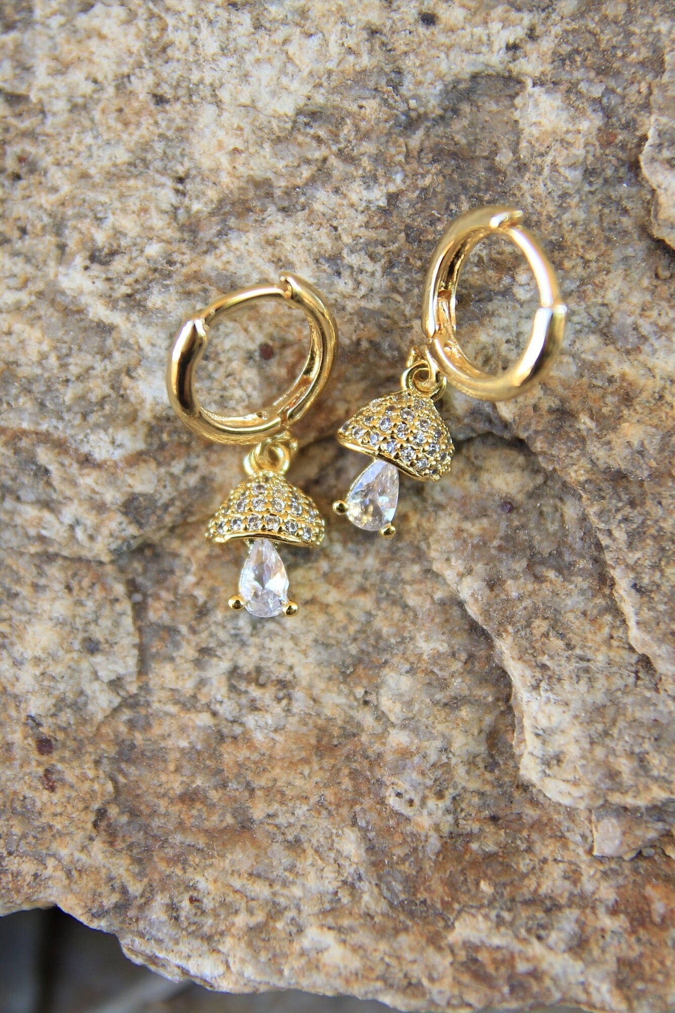 Gold Mushroom Earrings