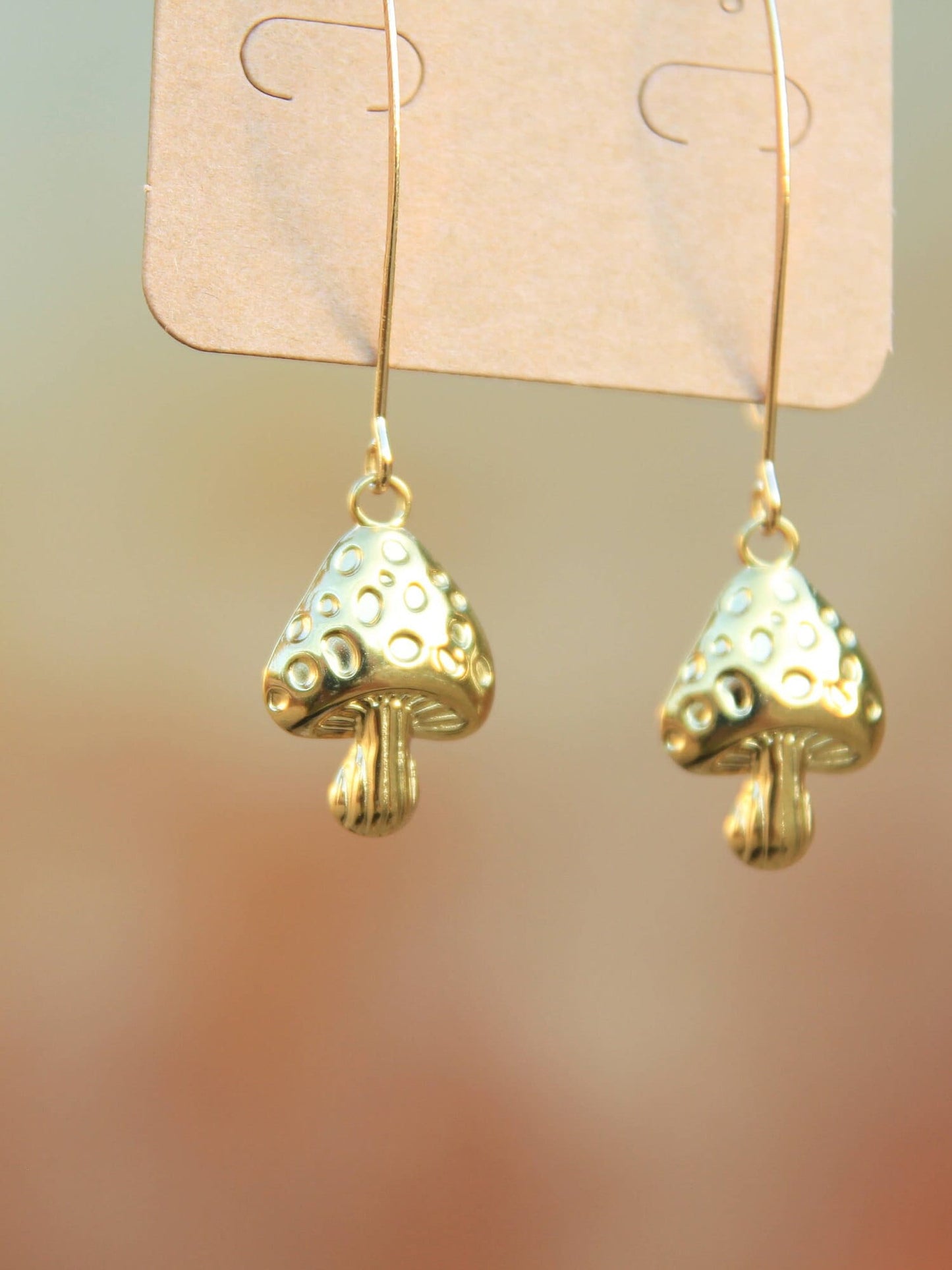 Gold Mushroom Earrings