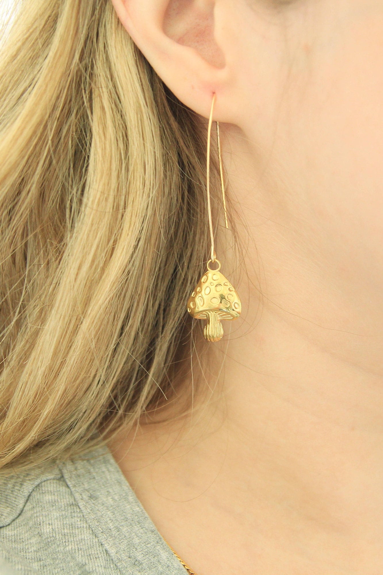 Gold Mushroom Earrings