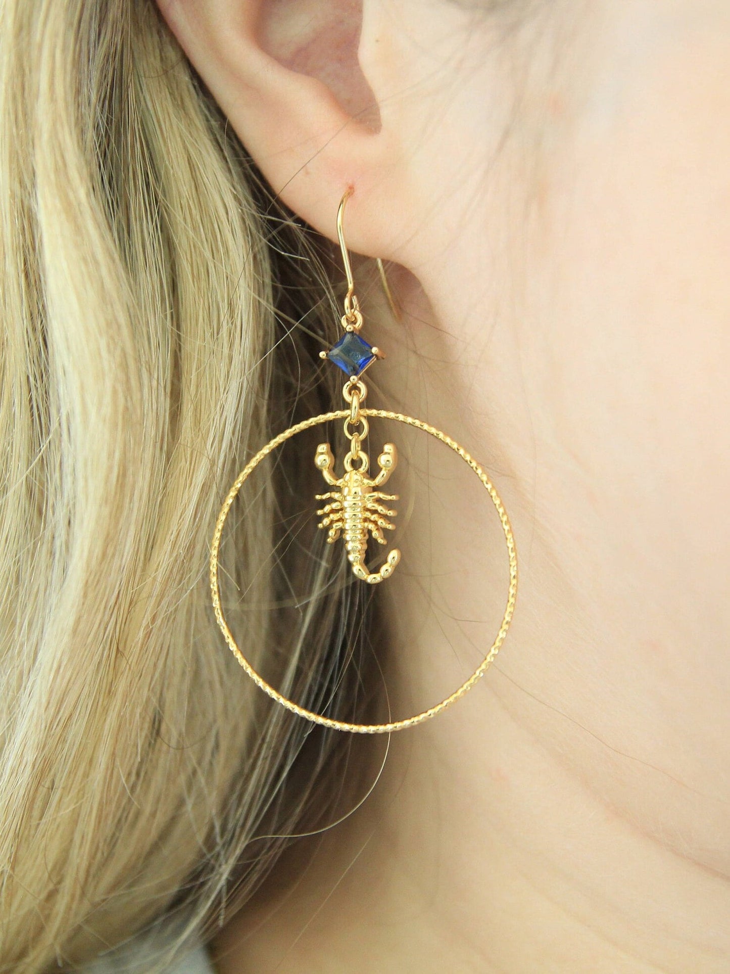 Gold Scorpion Hoop Earrings