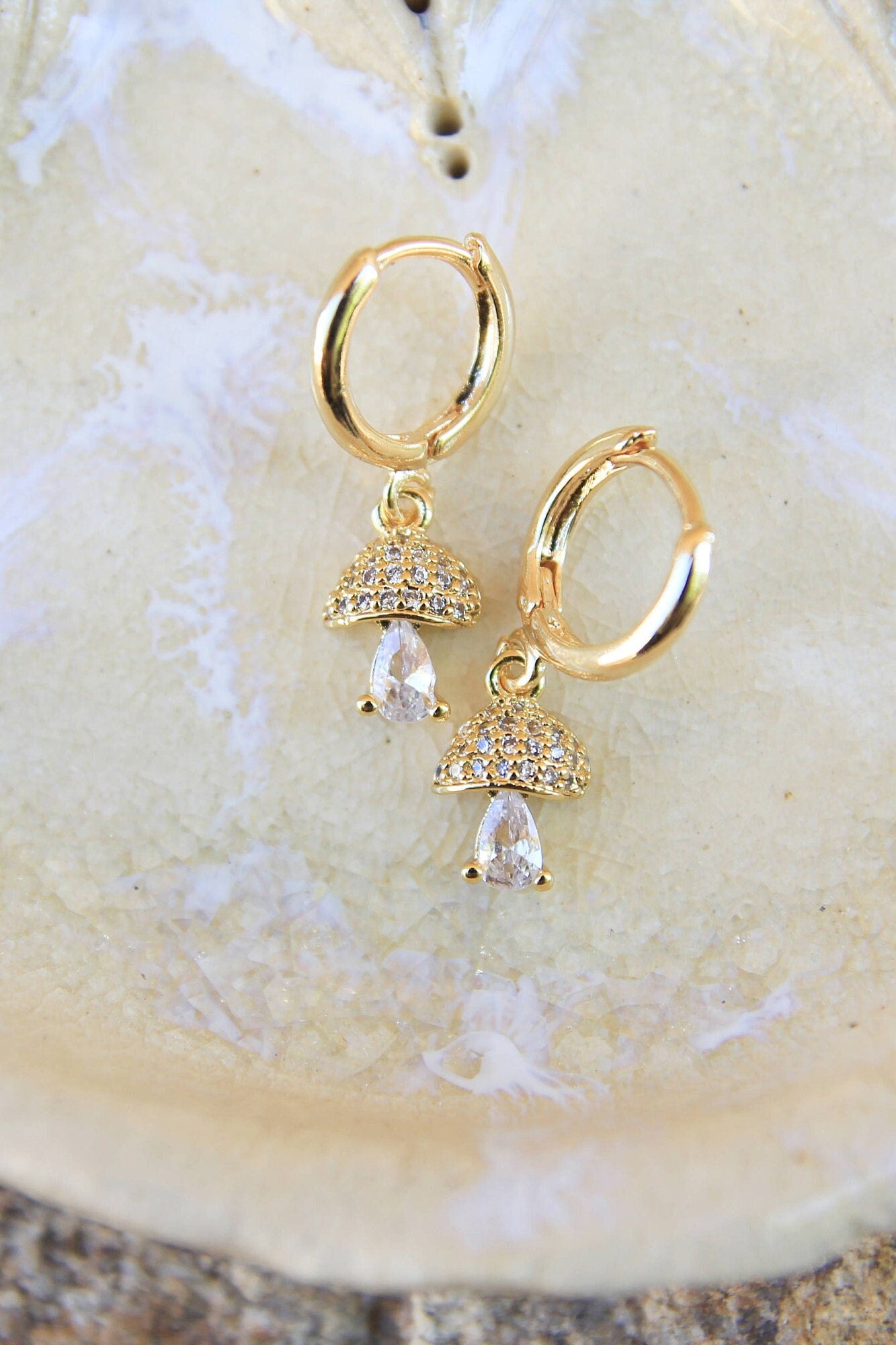 Gold Mushroom Earrings