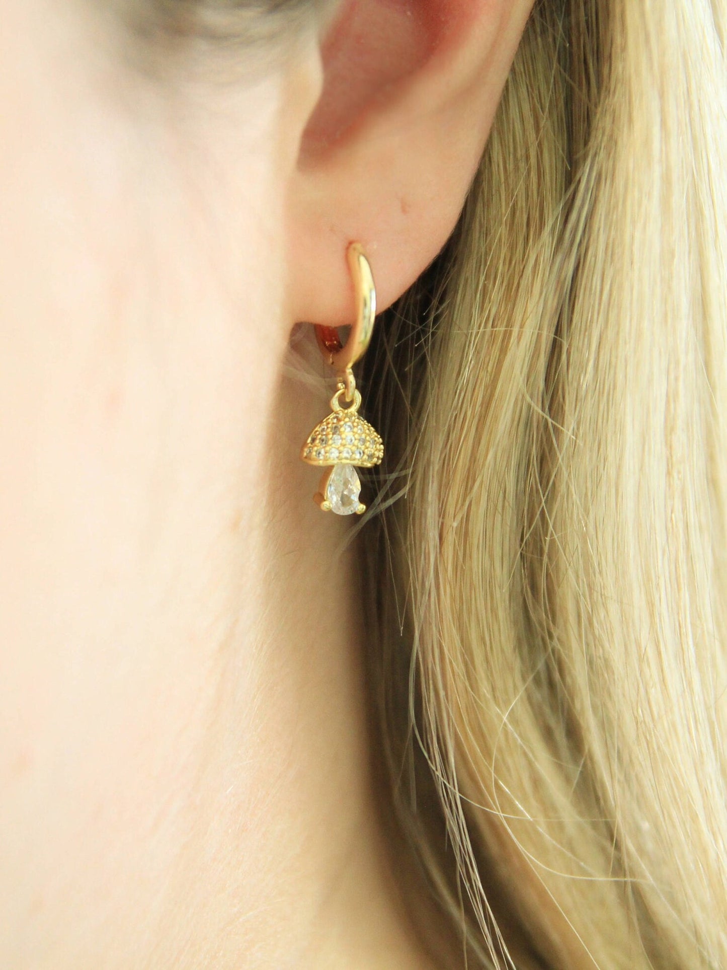 Gold Mushroom Earrings