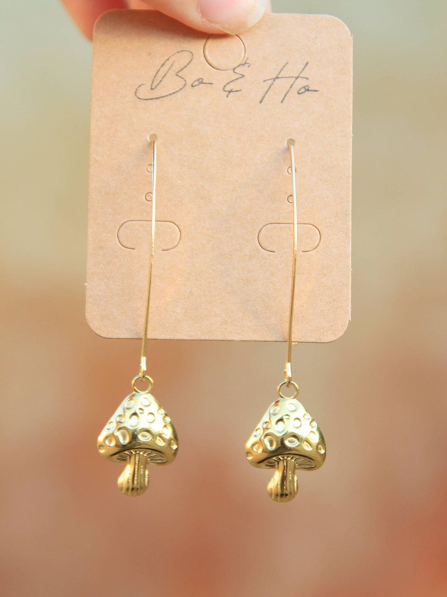 Gold Mushroom Earrings