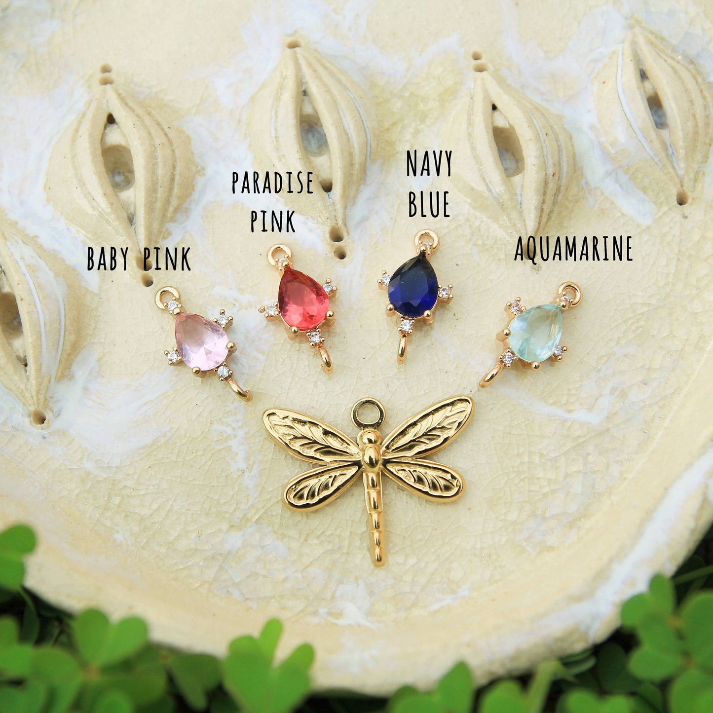 Gold Dragonfly Crystal Earrings