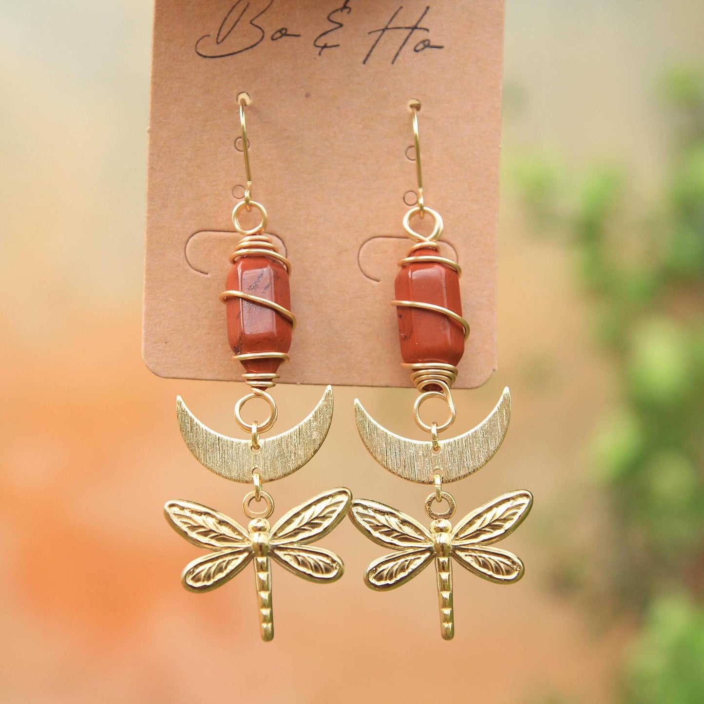 Gemstone Crystal Dragonfly Earrings