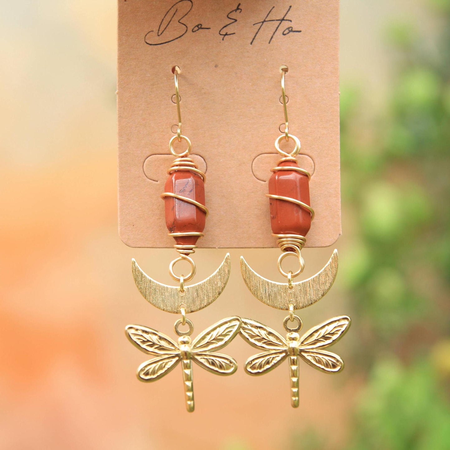 Gemstone Crystal Dragonfly Earrings