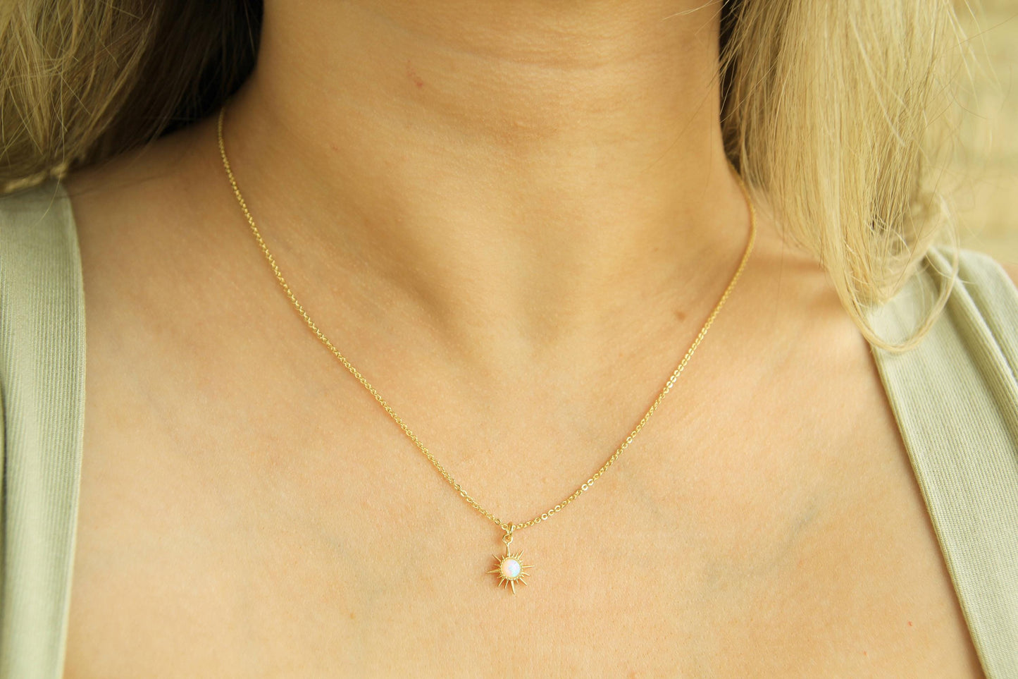 Gold Opal Star Necklace