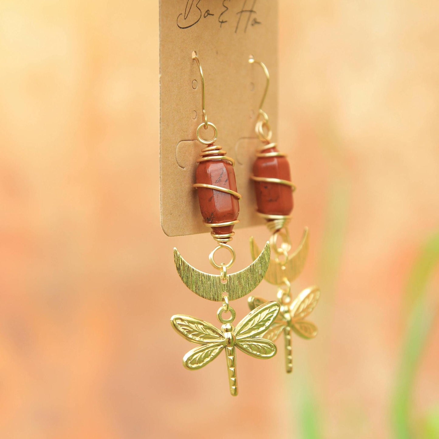 Gemstone Crystal Dragonfly Earrings