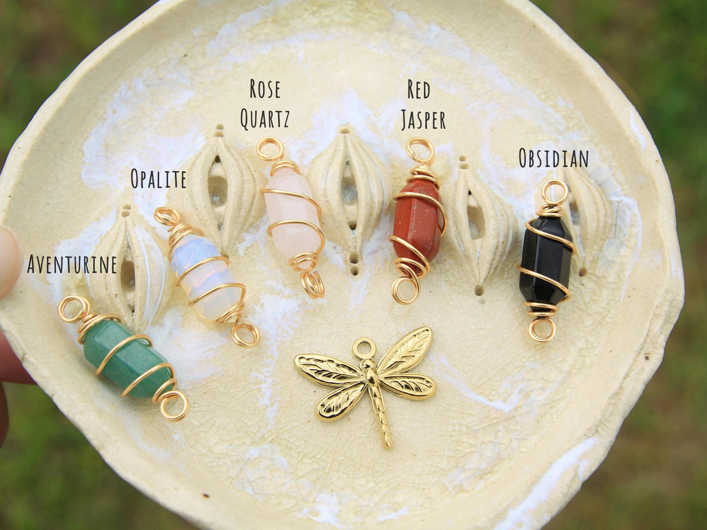 Gemstone Crystal Dragonfly Earrings