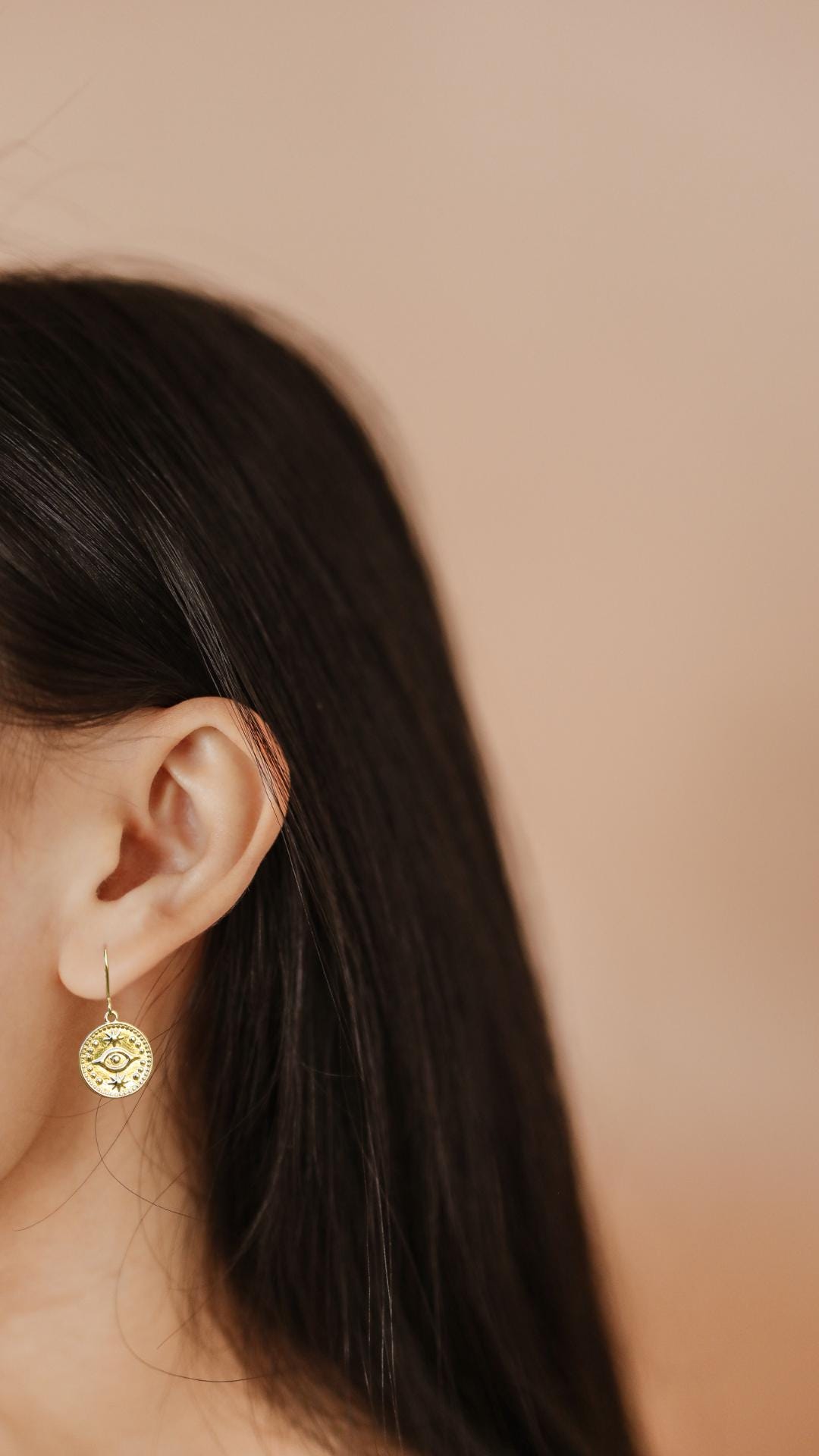 Gold Coin Dangle Earrings | Boho Eye and Star Design | Handmade Spiritual Jewellery