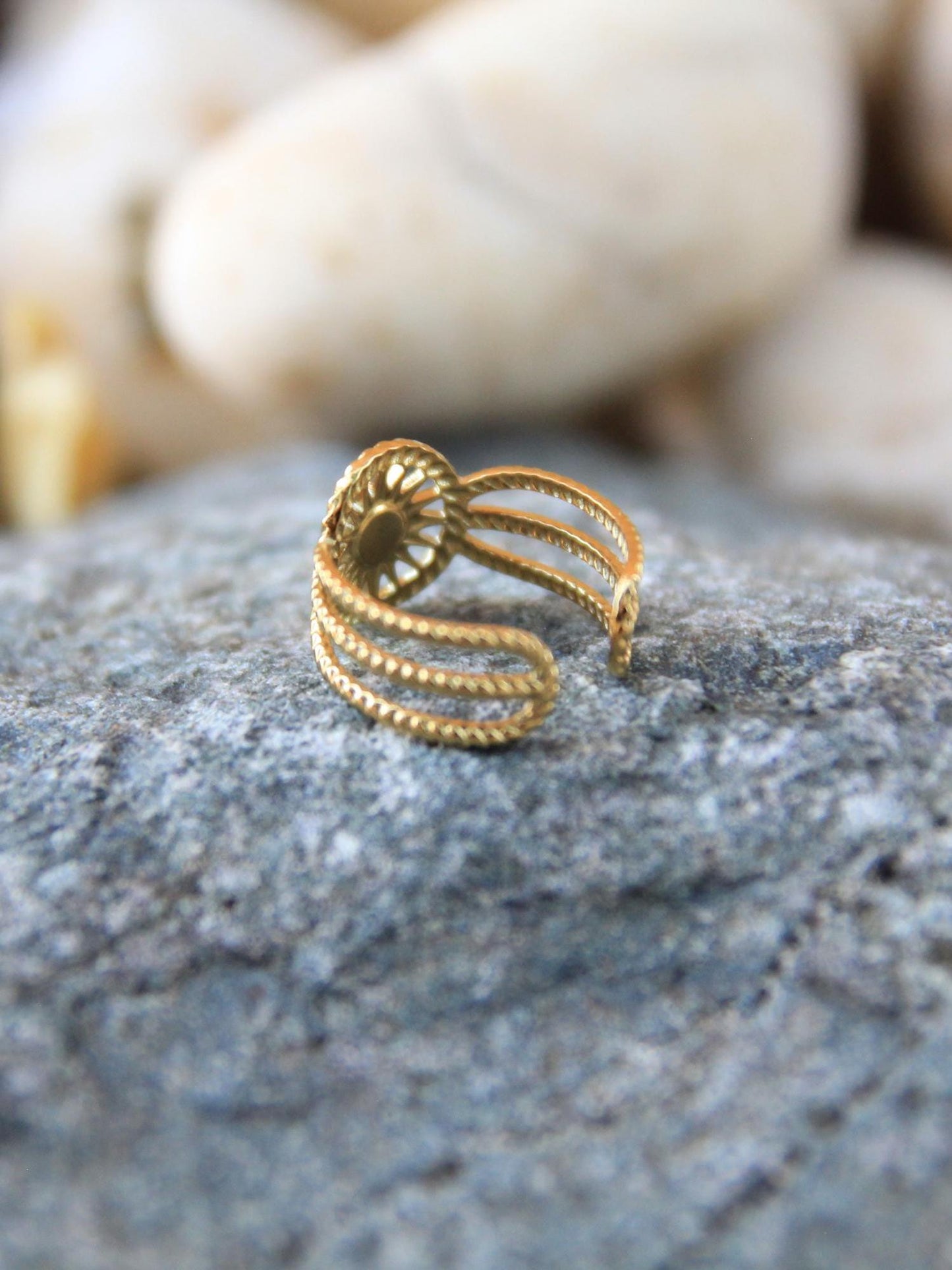 Gold Boho Sun Opal Ring