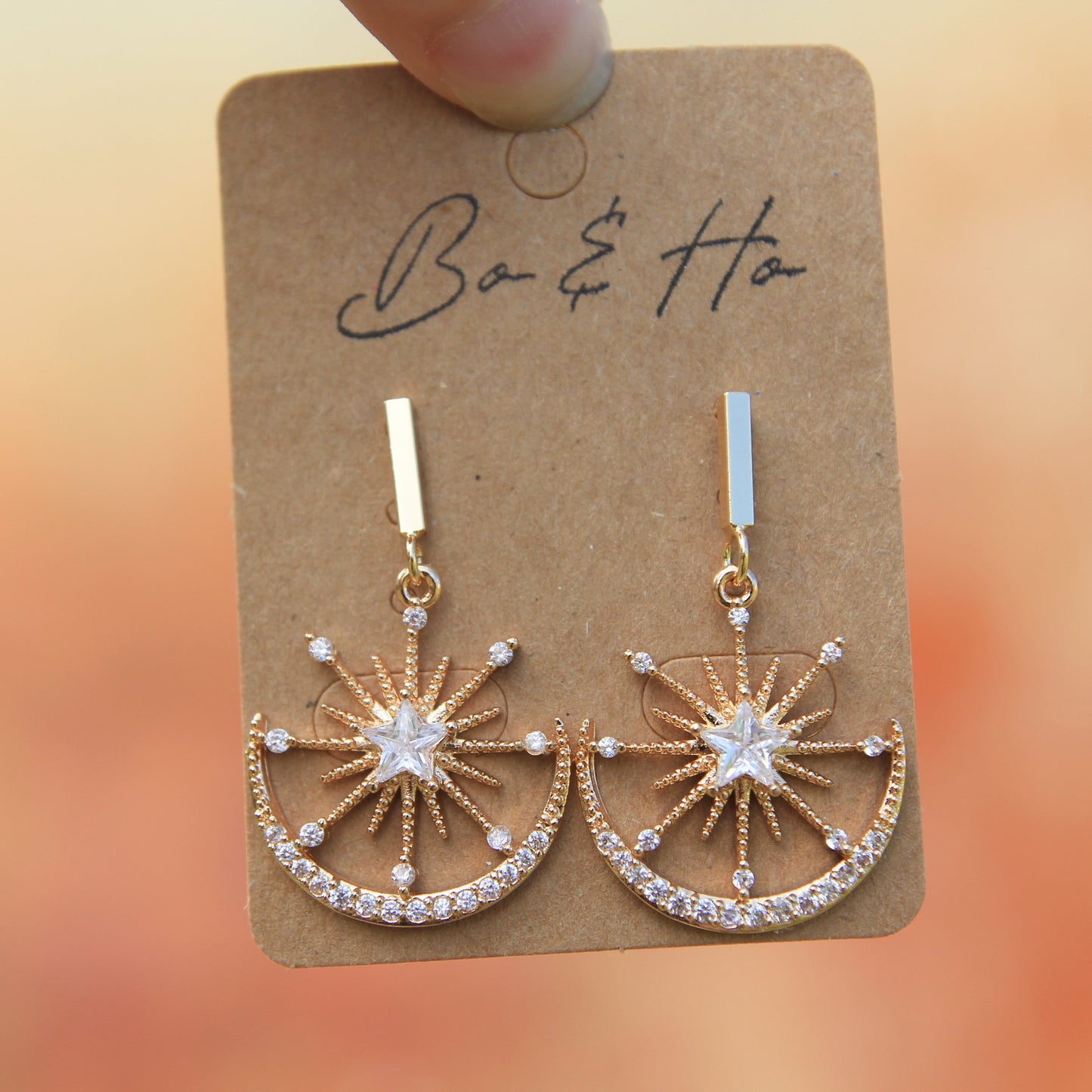 Cubic Zirconia Celestial Moon Earrings
