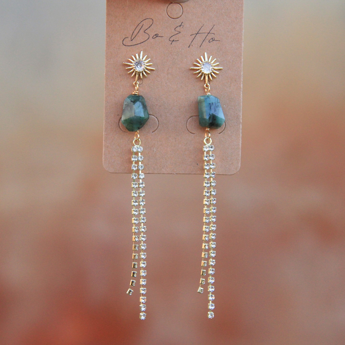 Genuine Emerald Vintage Inspired Star Earrings