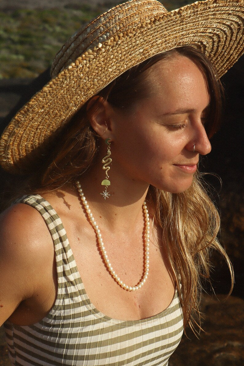 Raw Gemstone Snake Earrings