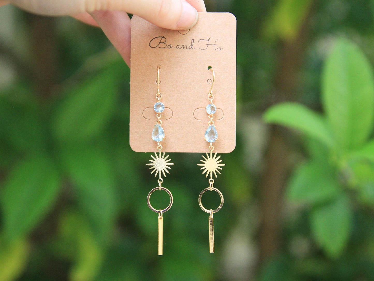 Aquamarine Sun Earrings