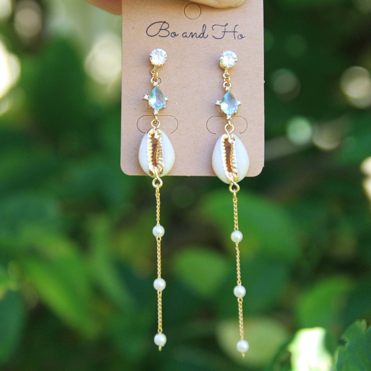 Dangly Aqua Shell Earrings