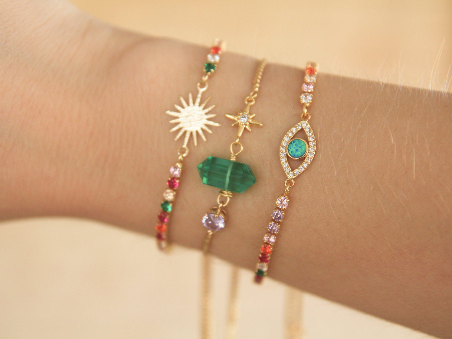 Rainbow Opal Eye Bracelet