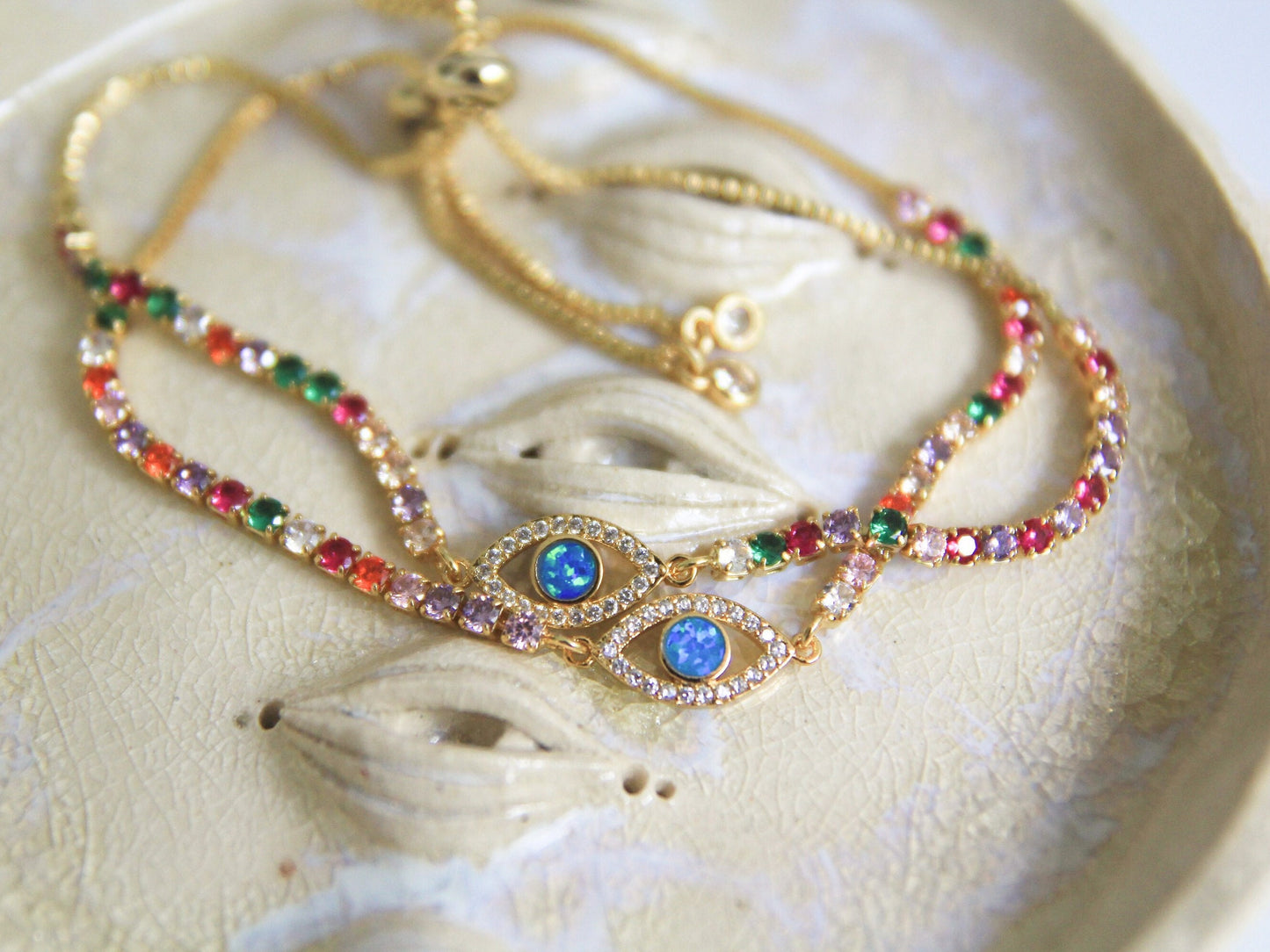 Rainbow Opal Eye Bracelet