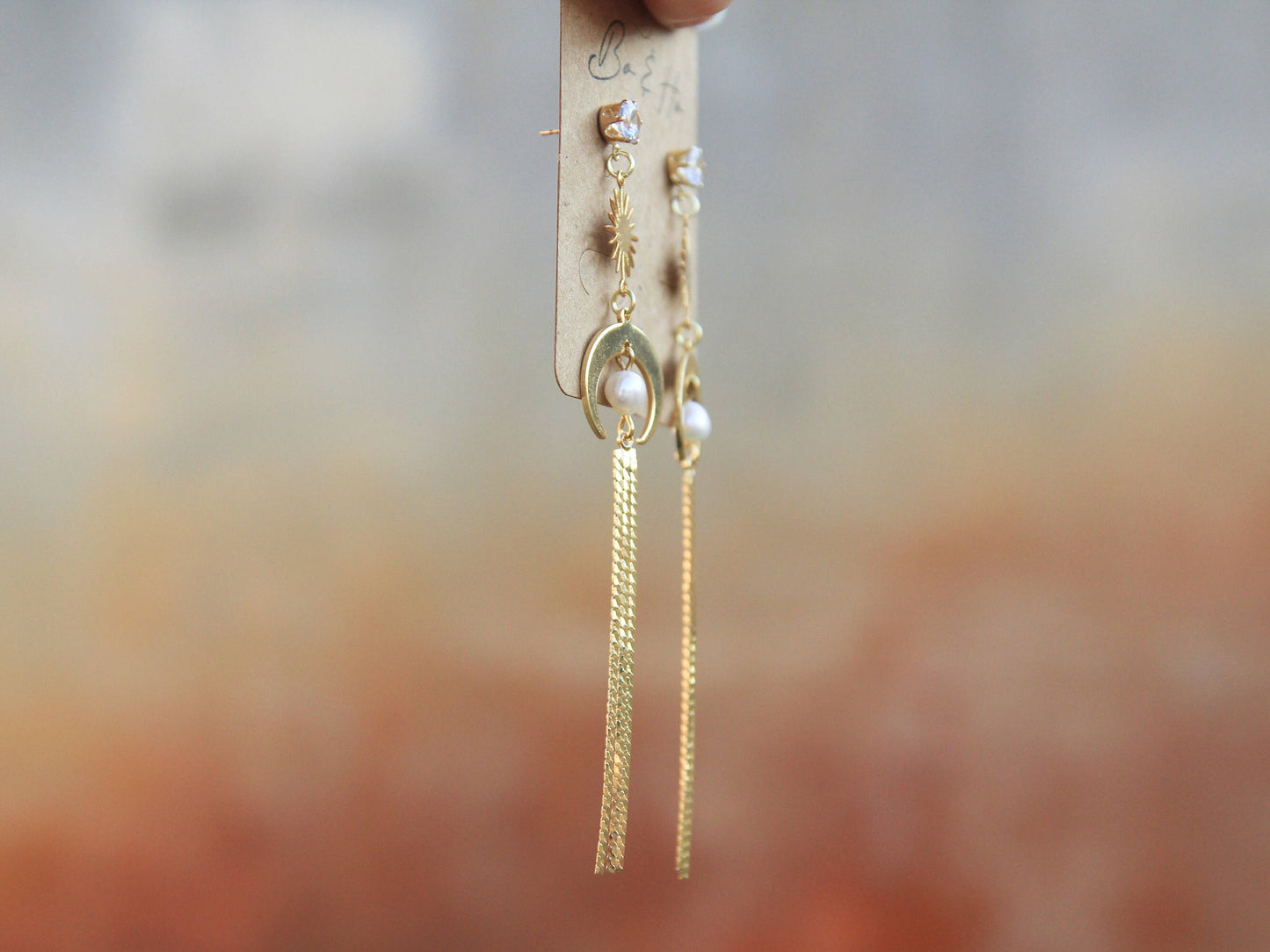 Pearl Sun and Moon Earrings