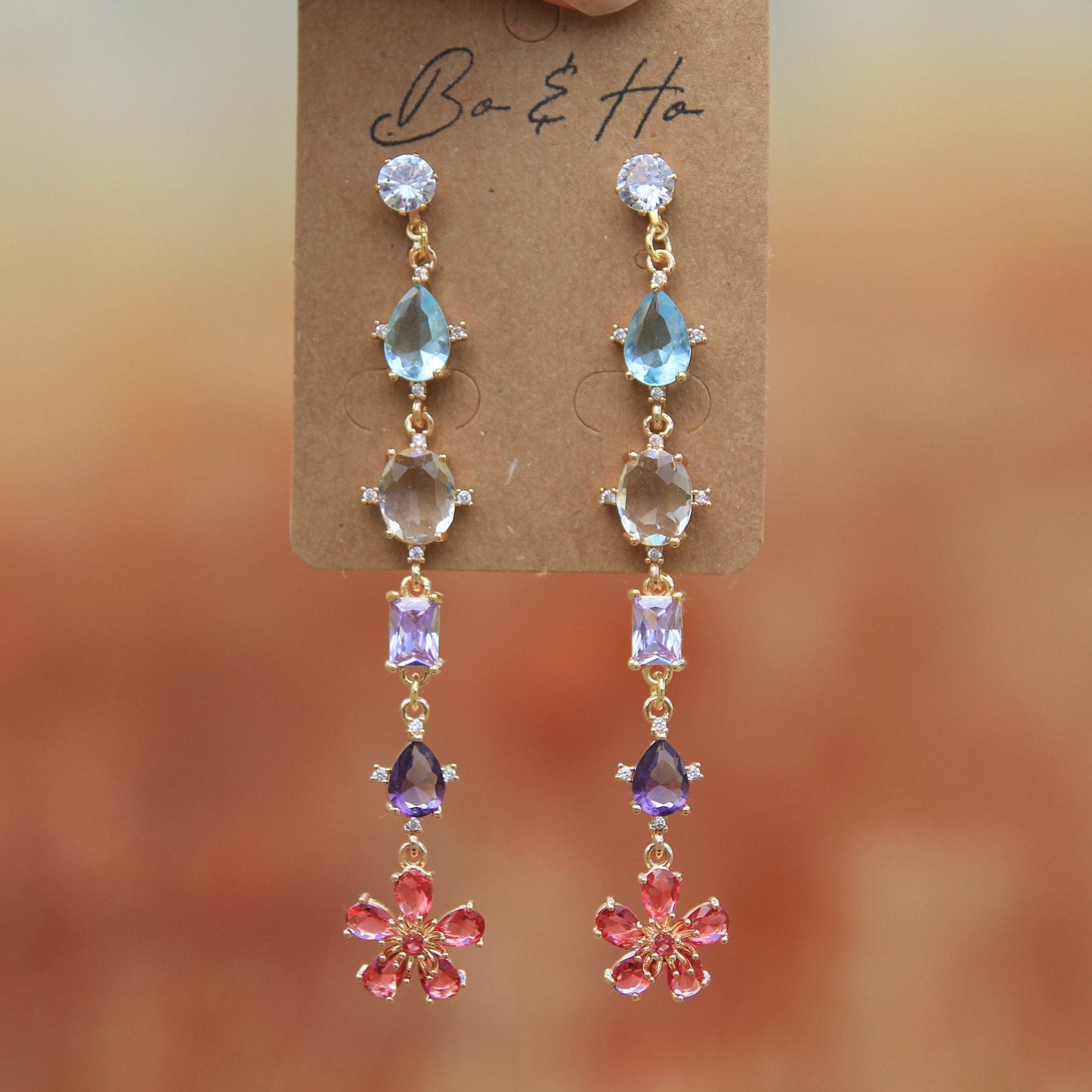 Crystal Ombre Flower Earrings