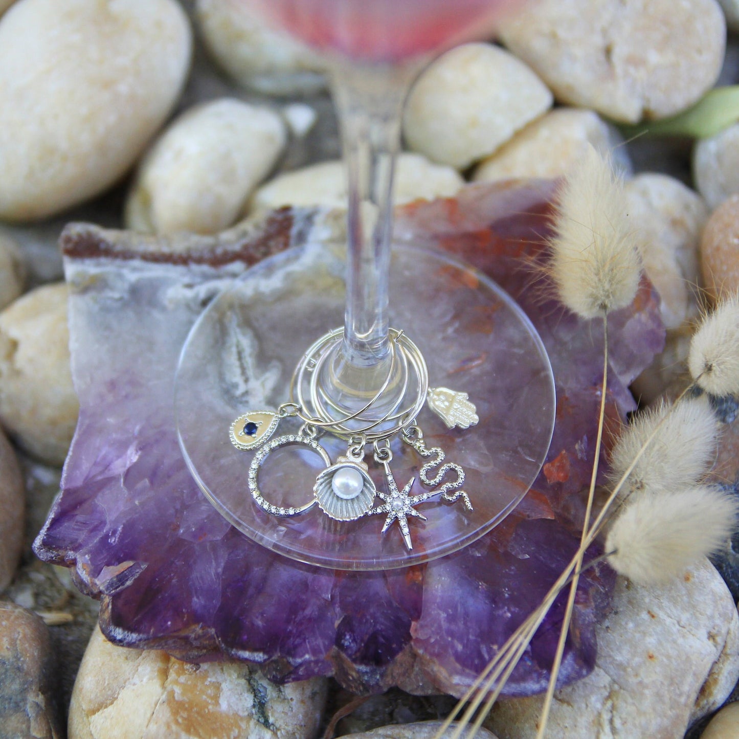 Wine Charms / Boho Wine Glass Charms / set of 6