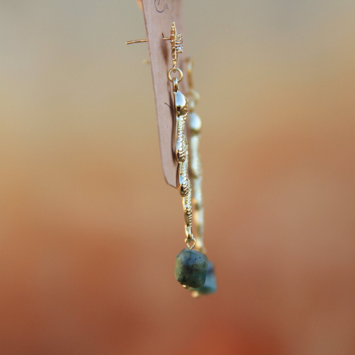 Natural Emerald Snake Earrings