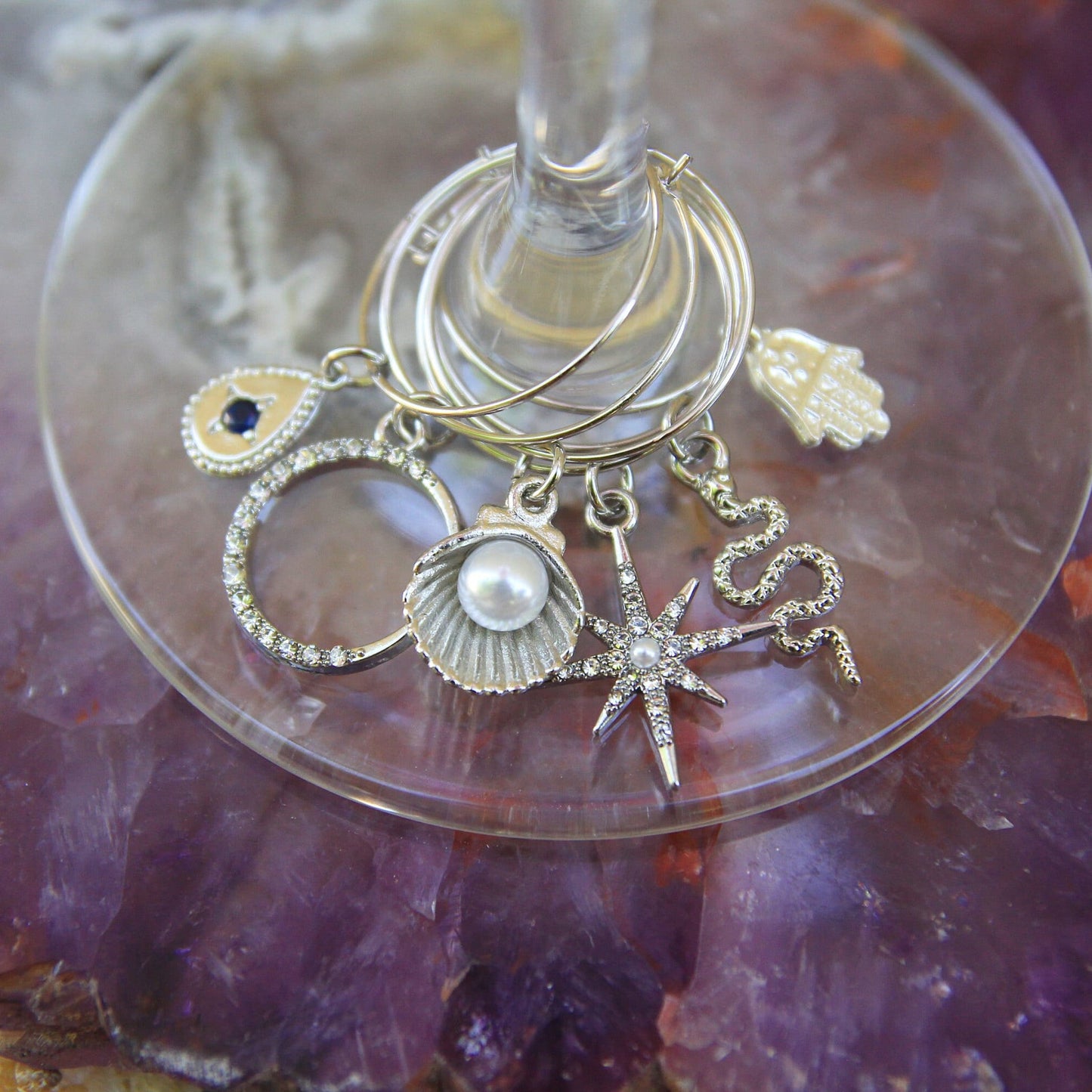 Wine Charms / Boho Wine Glass Charms / set of 6