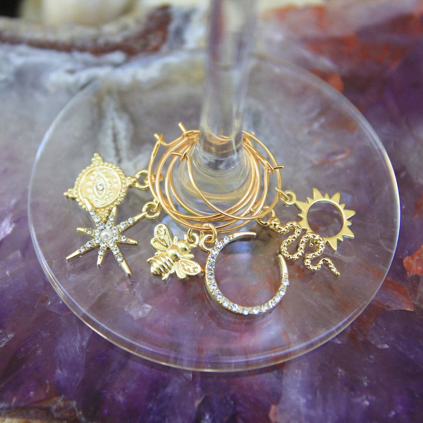 Wine Charms / Boho Wine Glass Charms / set of 6