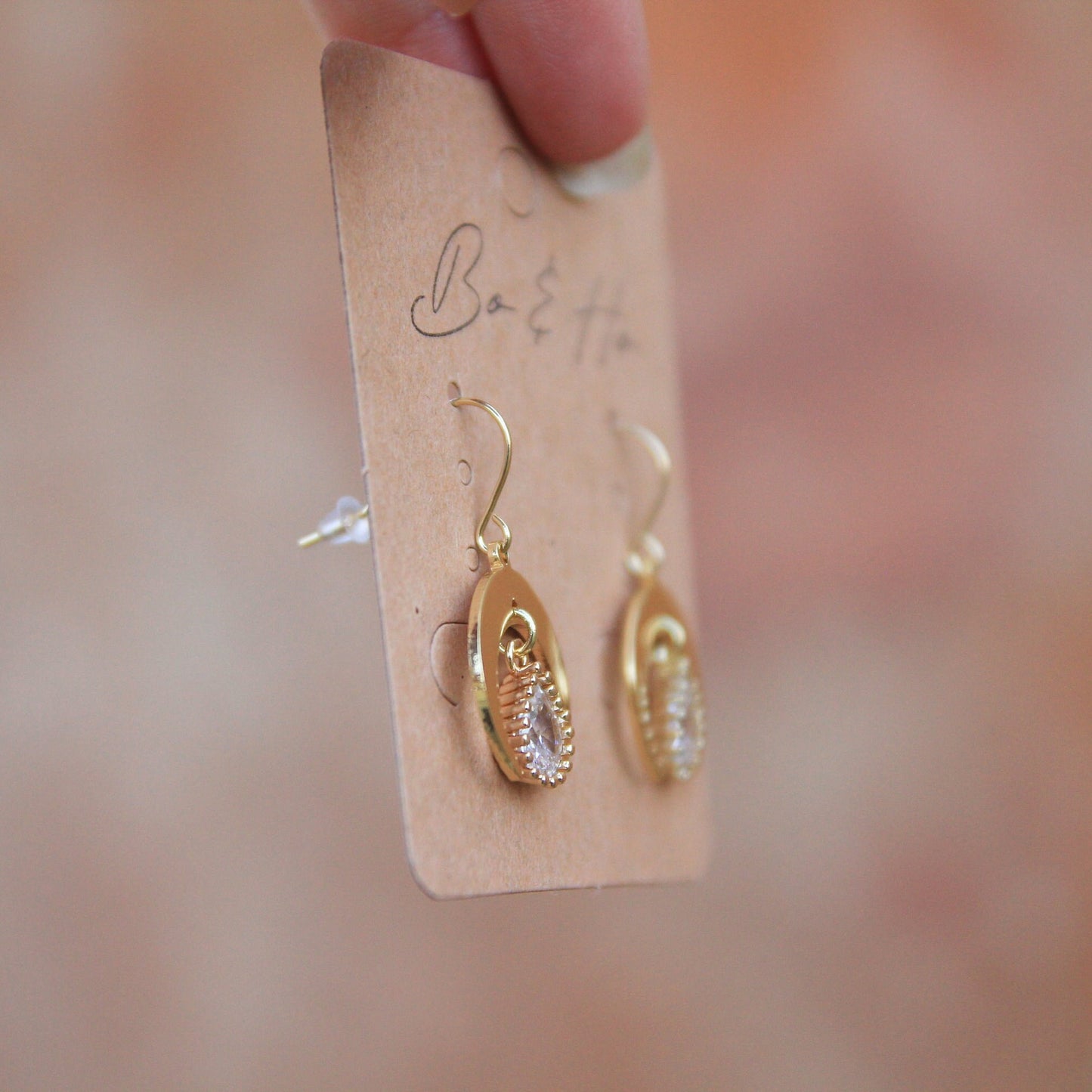 Modern Gold Cubic Zirconia Moon Earrings