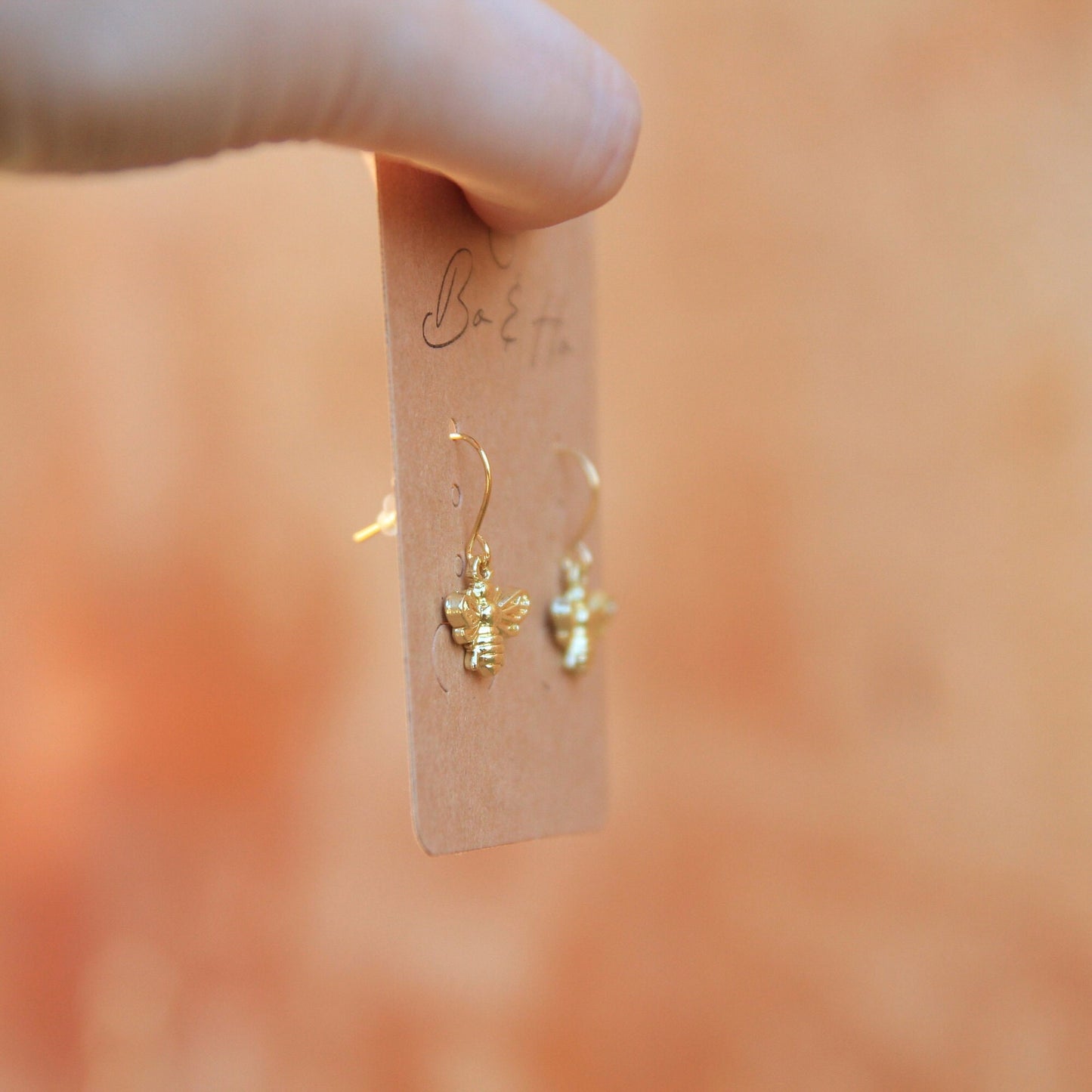 Minimalist Gold Bee Earrings / Bumblebee Insect Earrings