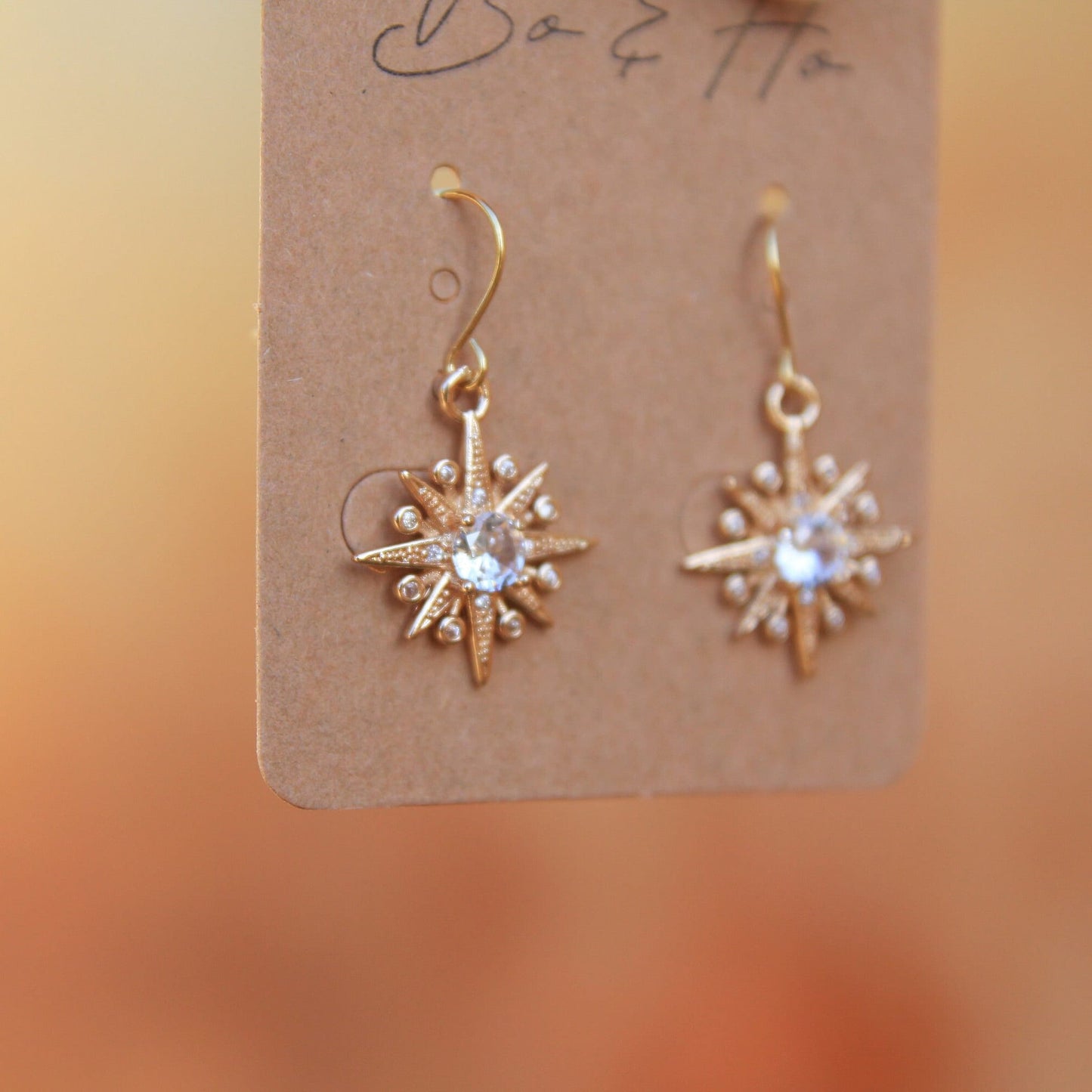 Vintage Cubic Zirconia Crystal Star Earrings