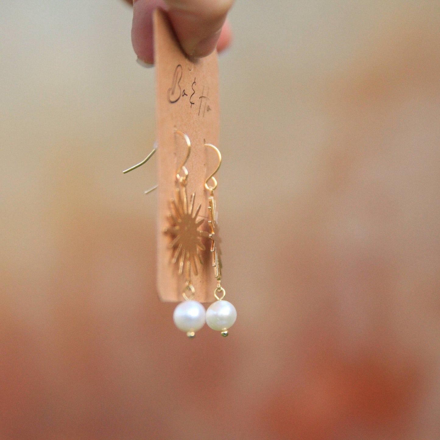 Genuine White Pearl Sun Earrings