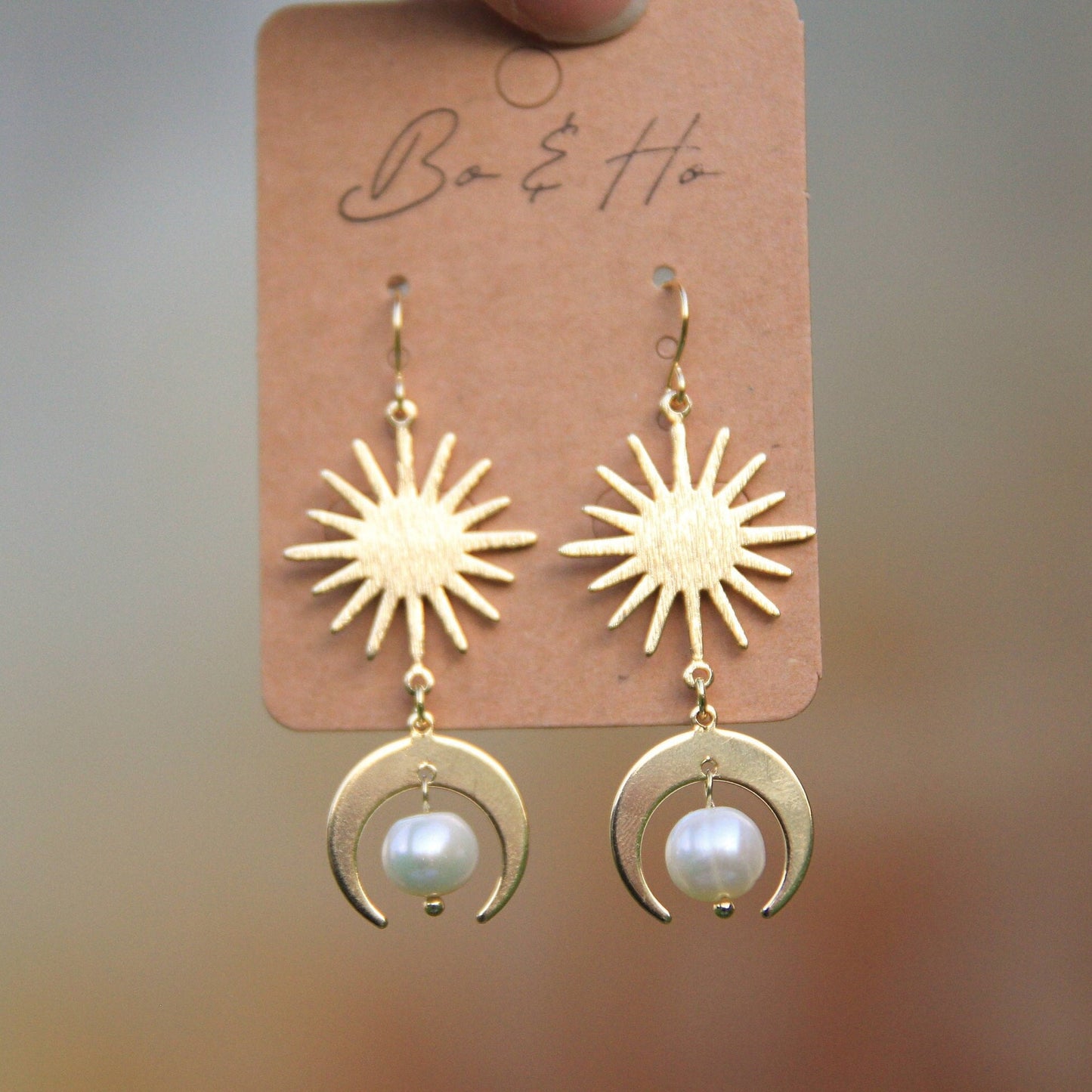 Genuine Pearl Sun & Moon Earrings