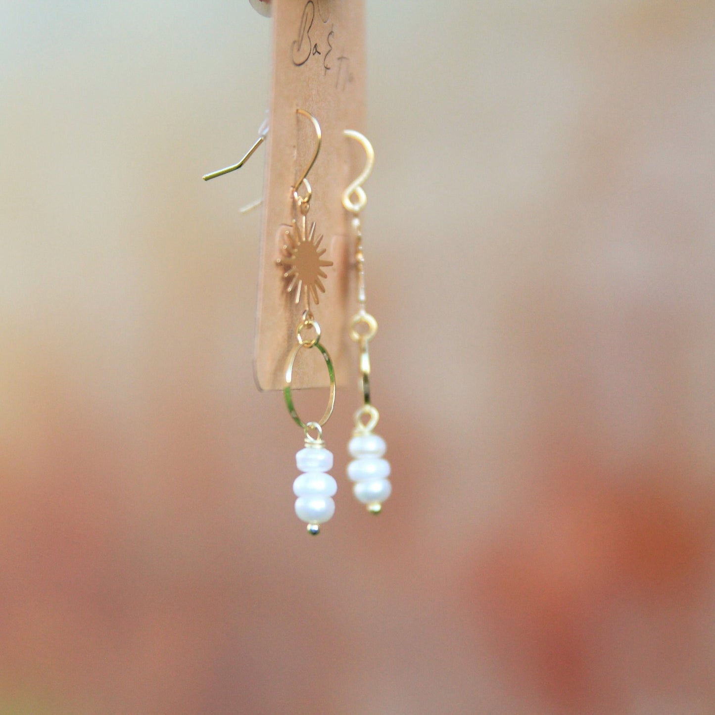 Gold Sun Pearl Earrings