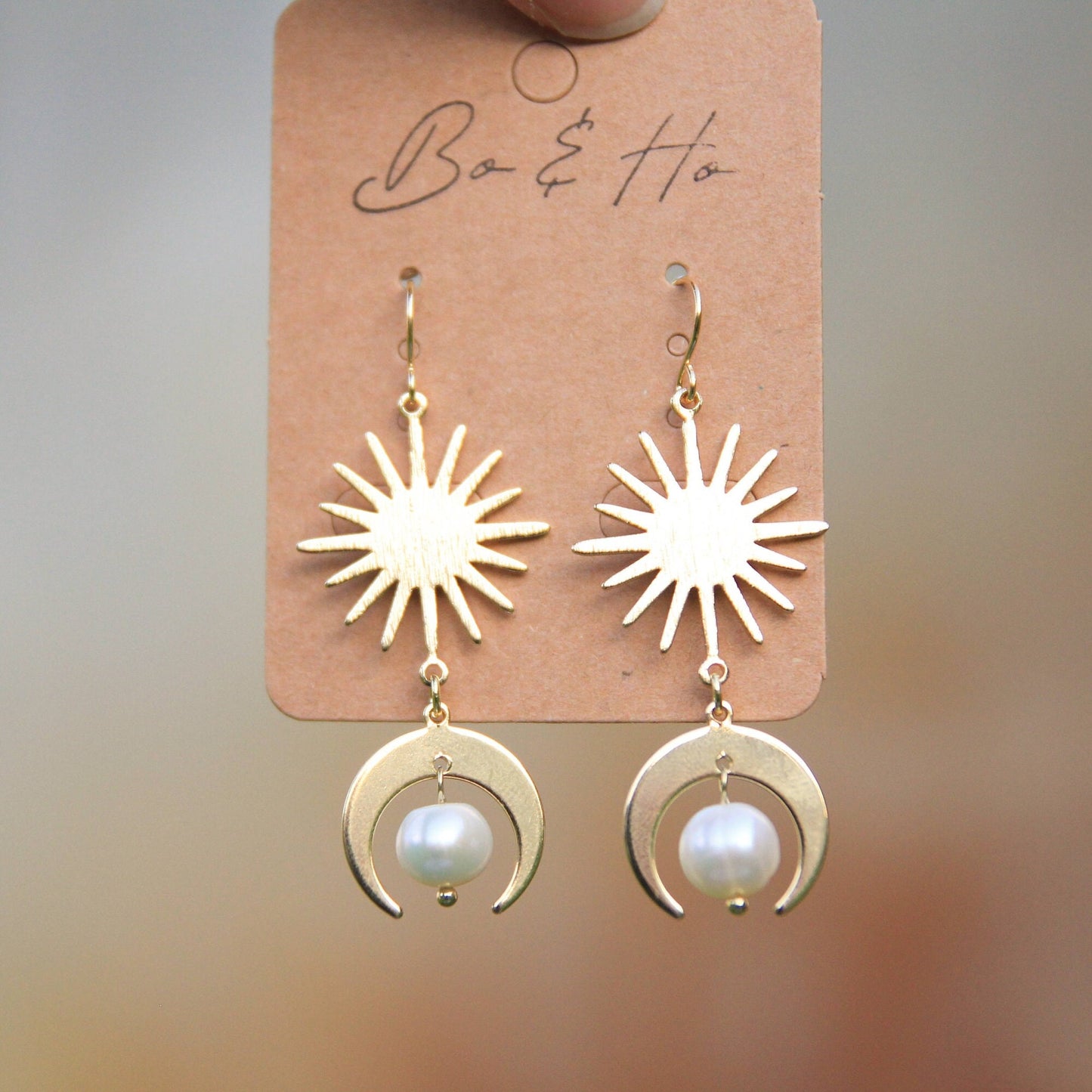 Genuine Pearl Sun & Moon Earrings