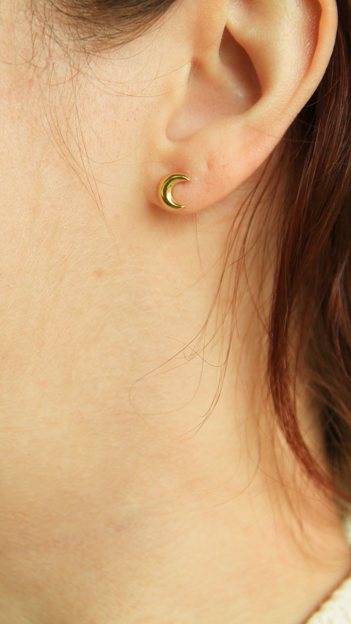 Golden Crescent Moon Studs