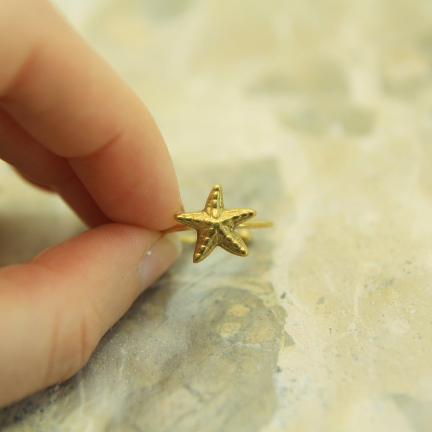 Gold Starfish Ring | Adjustable Beach Ring | Boho Jewellery