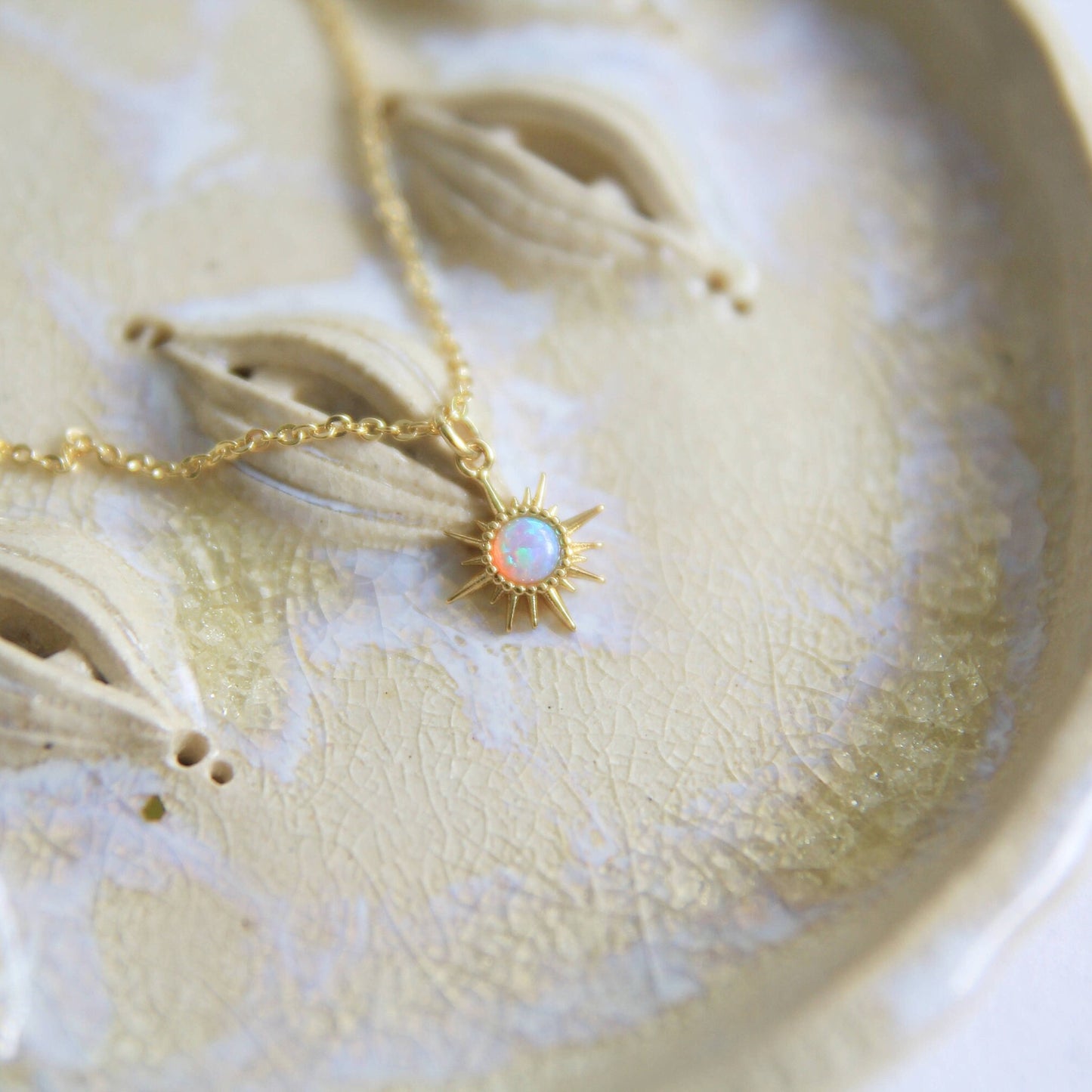 Gold Opal Star Necklace