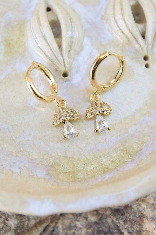 Gold Mushroom Earrings