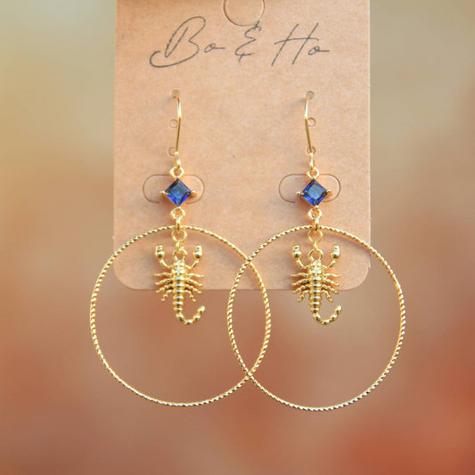 Gold Scorpion Hoop Earrings