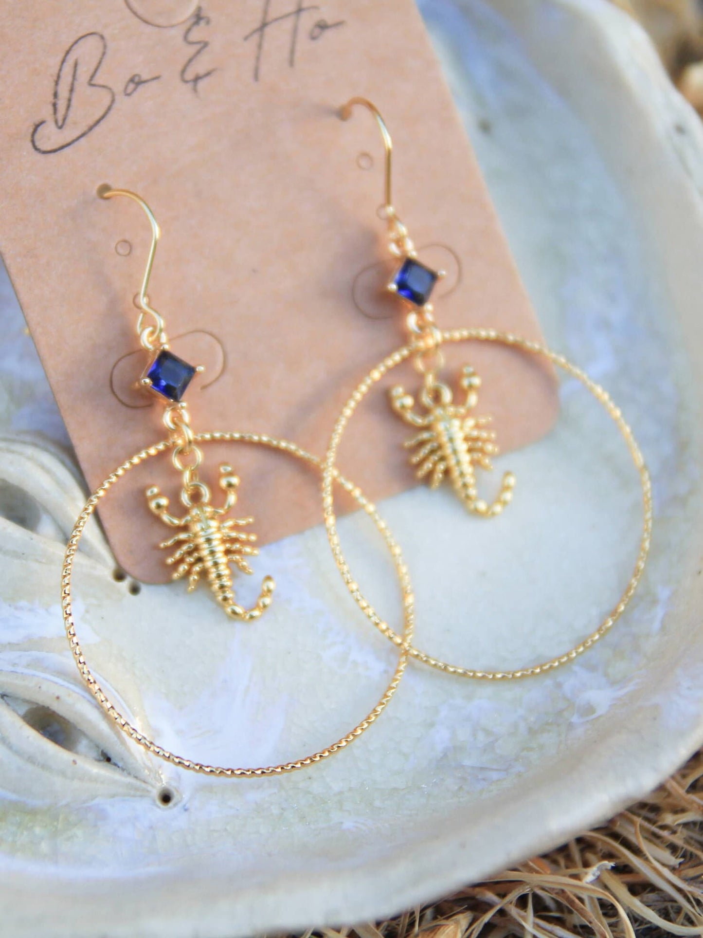 Gold Scorpion Hoop Earrings