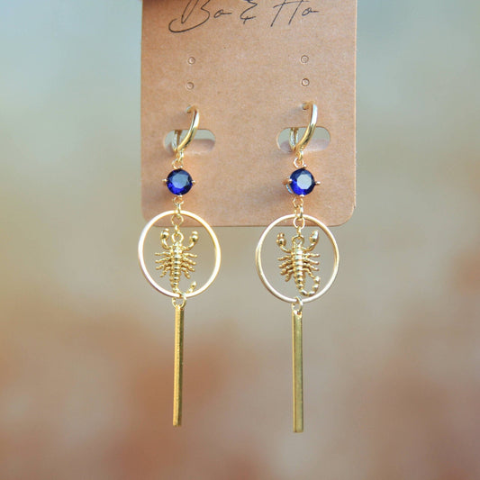 Dangly Gold Scorpion Earrings