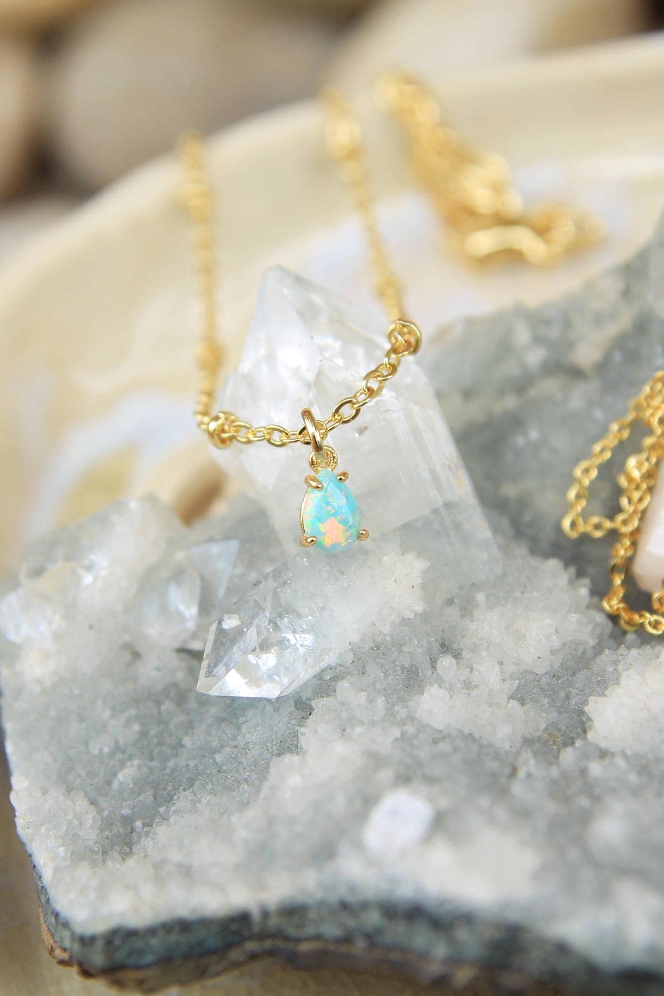 Gold Layered Opal Necklace