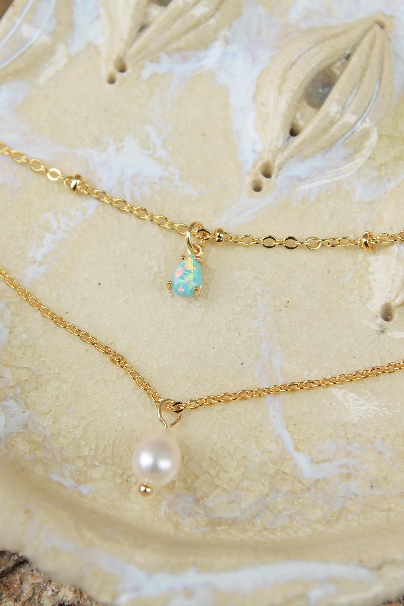 Gold Layered Opal Necklace