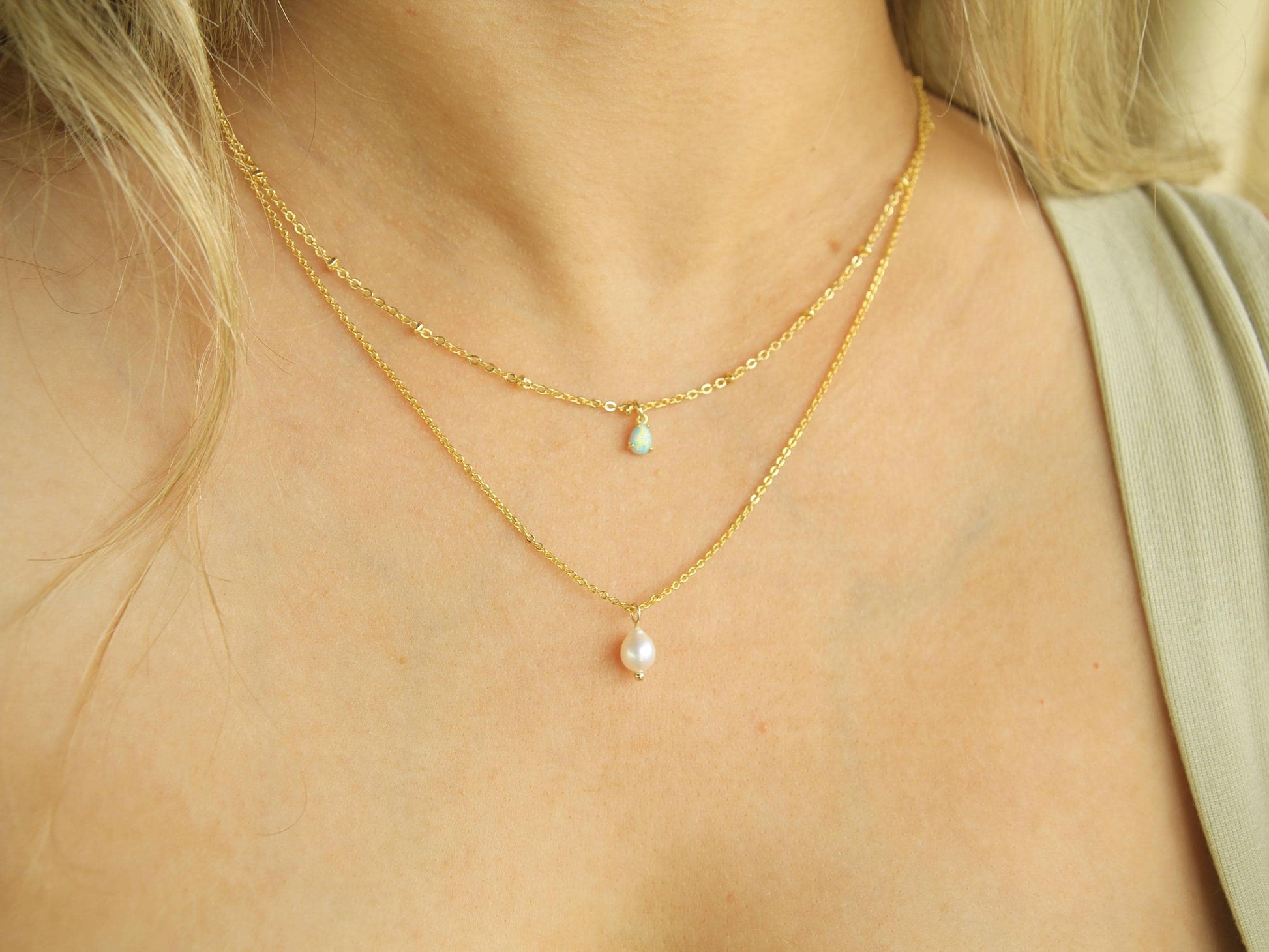 Gold Layered Opal Necklace