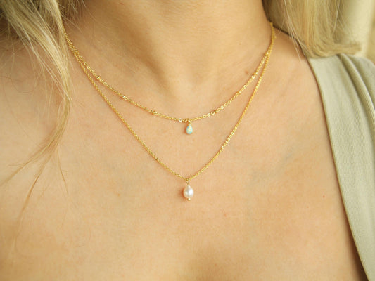 Gold Layered Opal Necklace