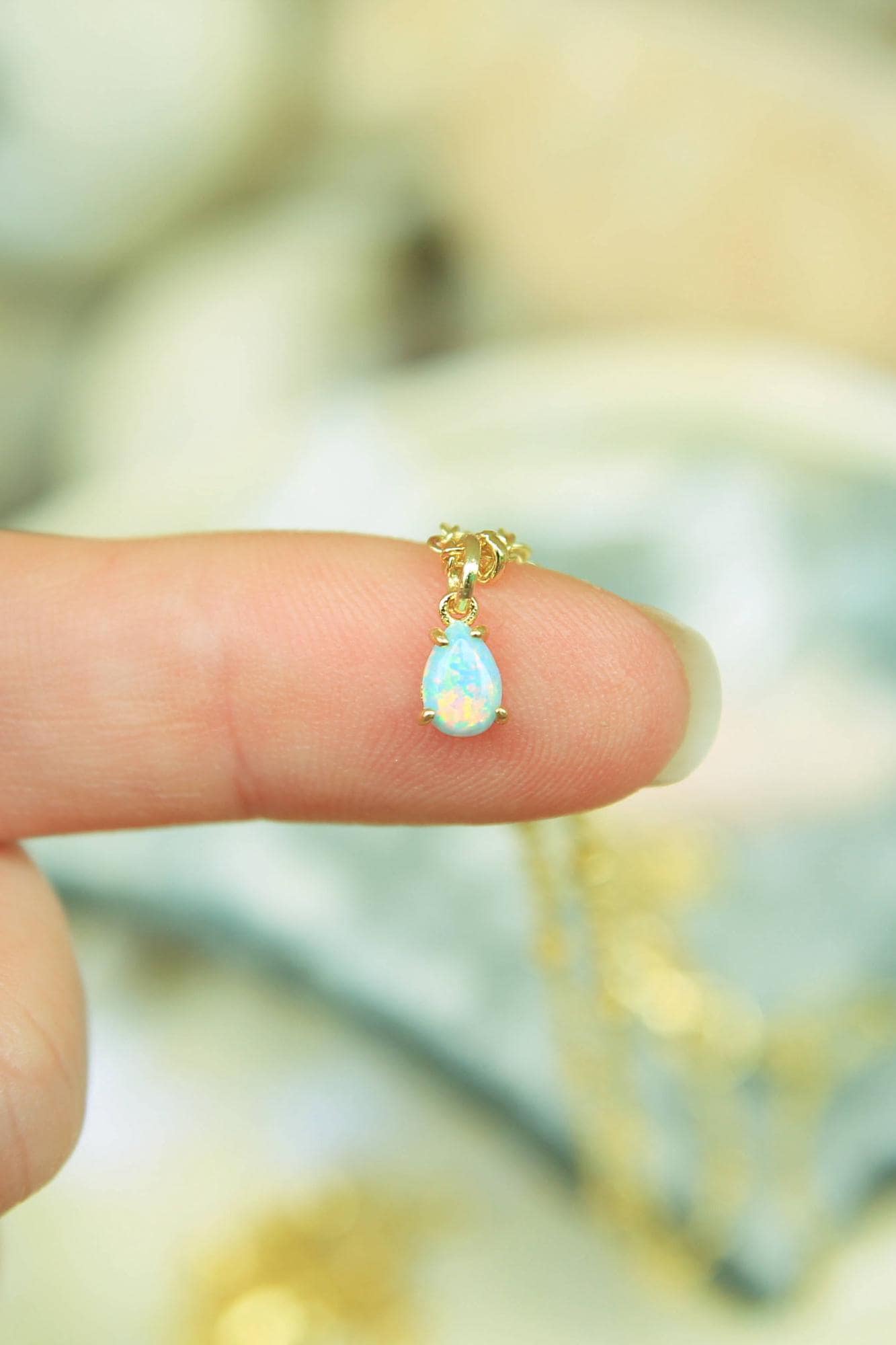 Gold Layered Opal Necklace