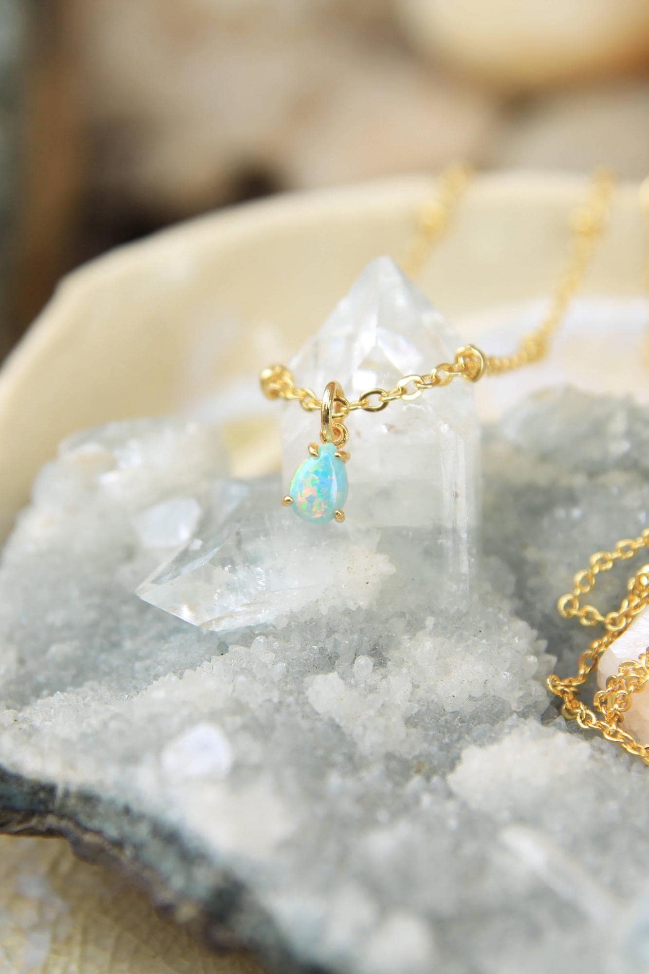 Gold Layered Opal Necklace